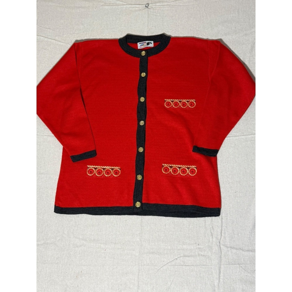 Maglificio Lineaelle Vintage Red Wool Blend Cardigan Sweater Made in Italy L